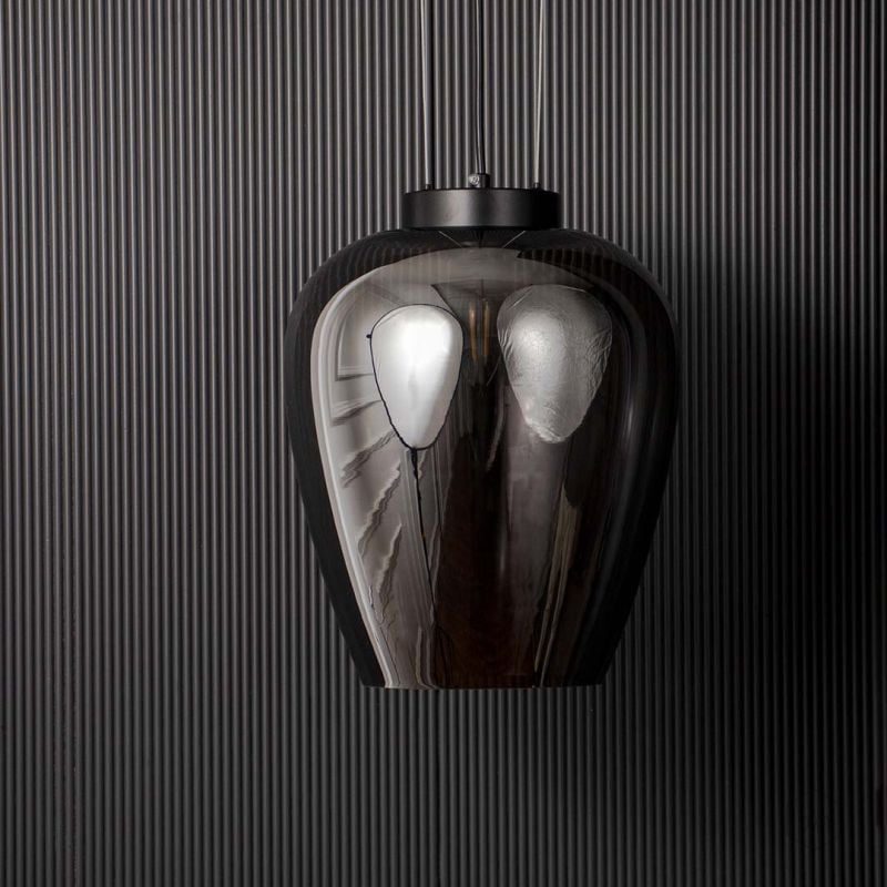 Elian Glass Pendant Lamp Black Light Off Black Background