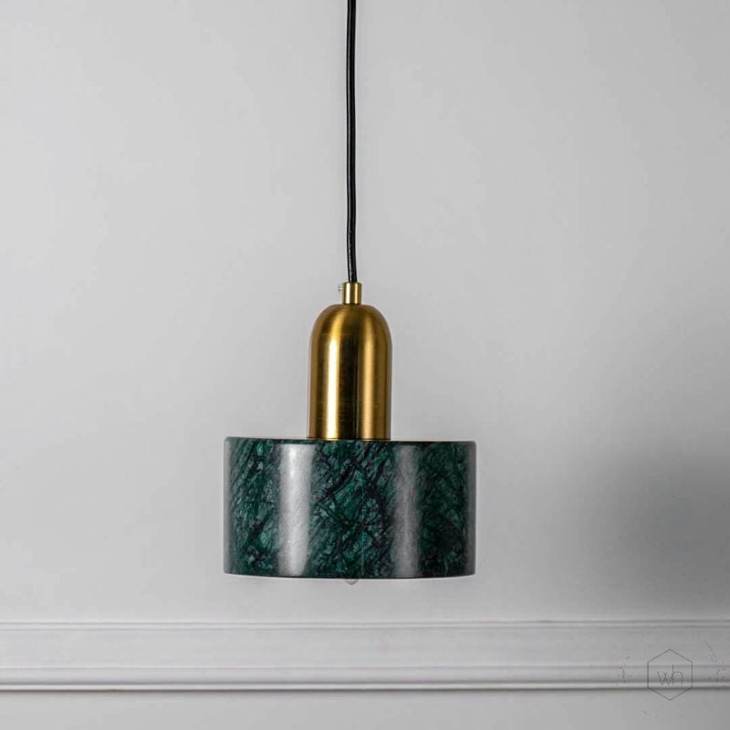Marble Pendant Light - Green Light Off White Background