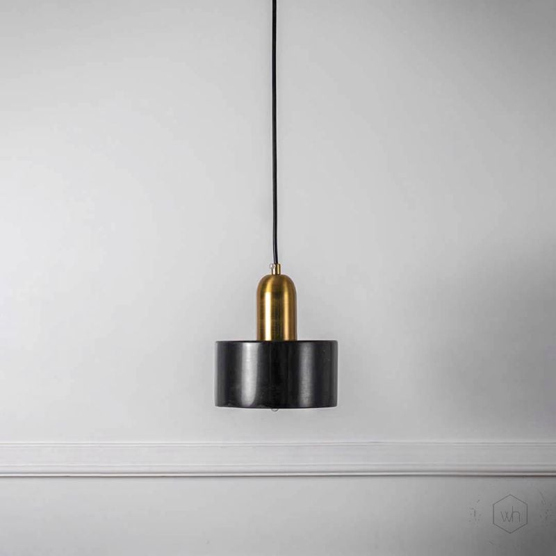 Marble Pendant Light - Black Light Off White Background