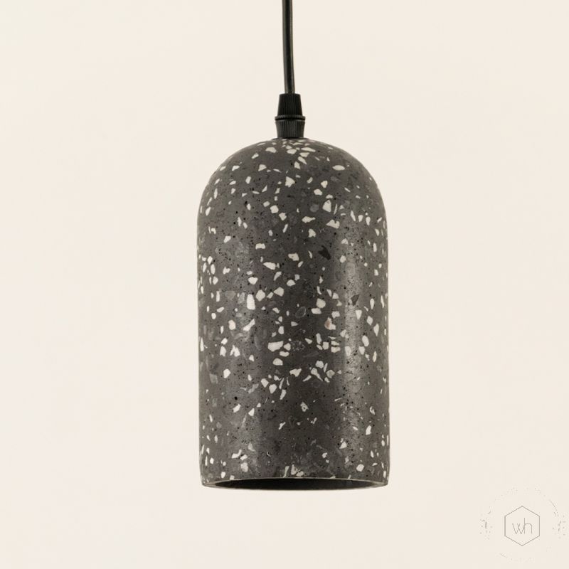 Terrazzo Cement Pendant Light Black Closeup