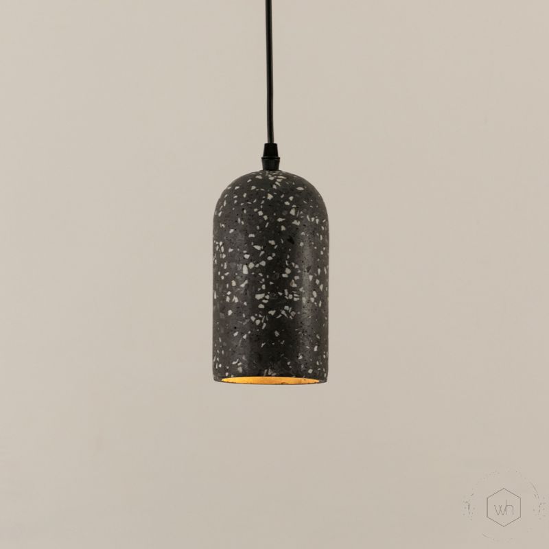Terrazzo Cement Pendant Light Black Light On White Background