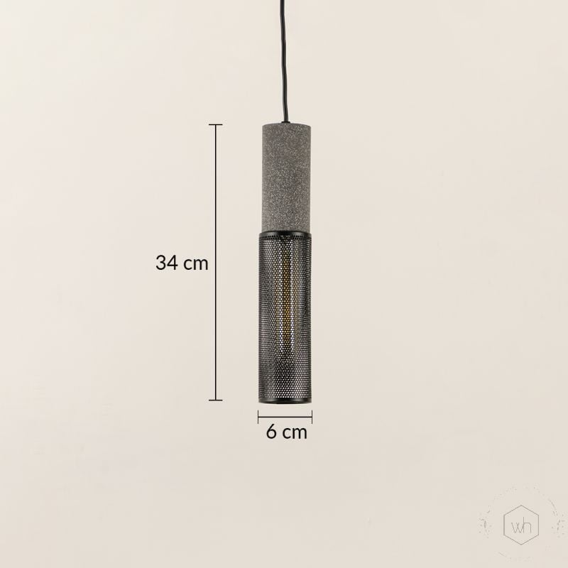 Cement Industrial Style Pendant Lamp Grey Dimensions