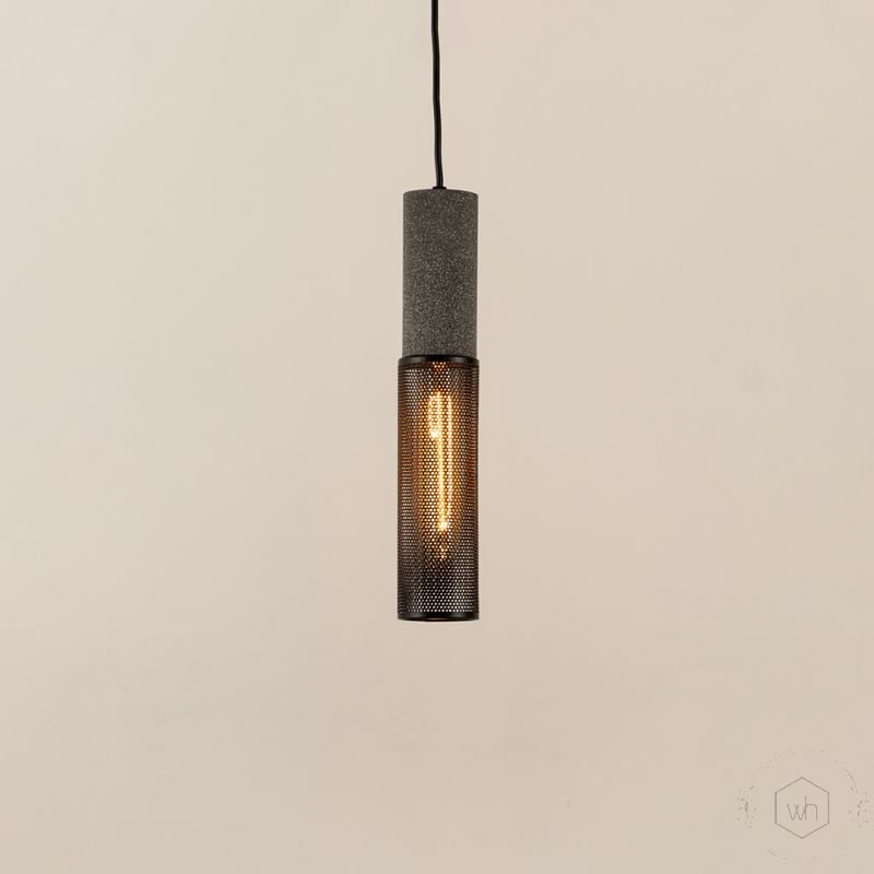 Cement Industrial Style Pendant Lamp Grey Light On White Background