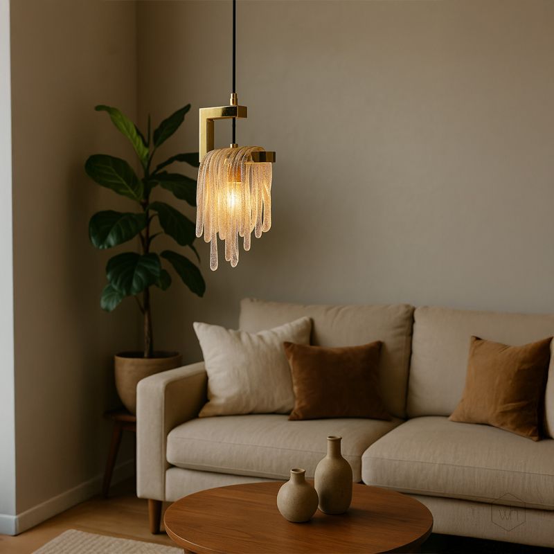 Kristy Pendant Light Crystal Brass Main Lifestyle