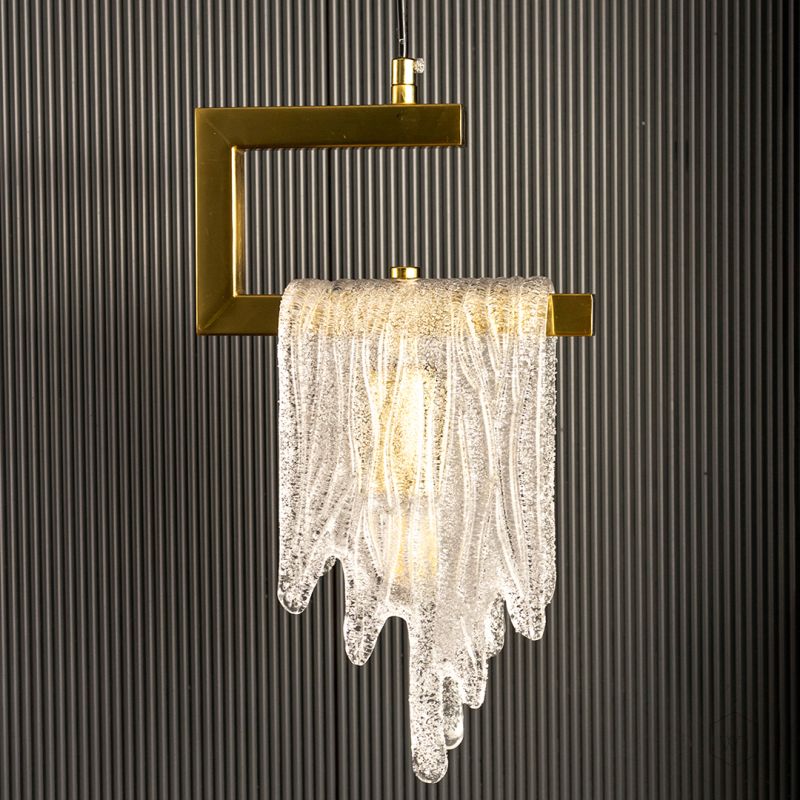 Kristy Pendant Light Crystal   Brass Light Off Black Background