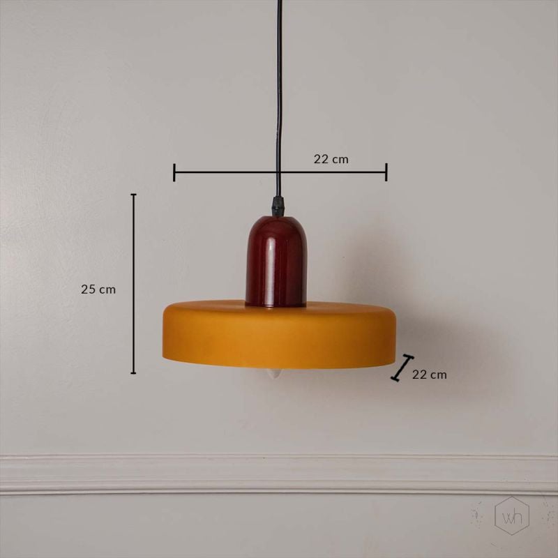 Italian Retro Pendant Light Orange   Red Dimensions