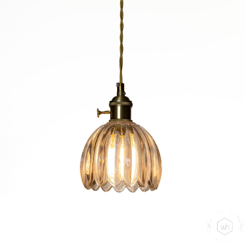 Retro Glass Flower Pendant Light Transparent Light On White Background 1