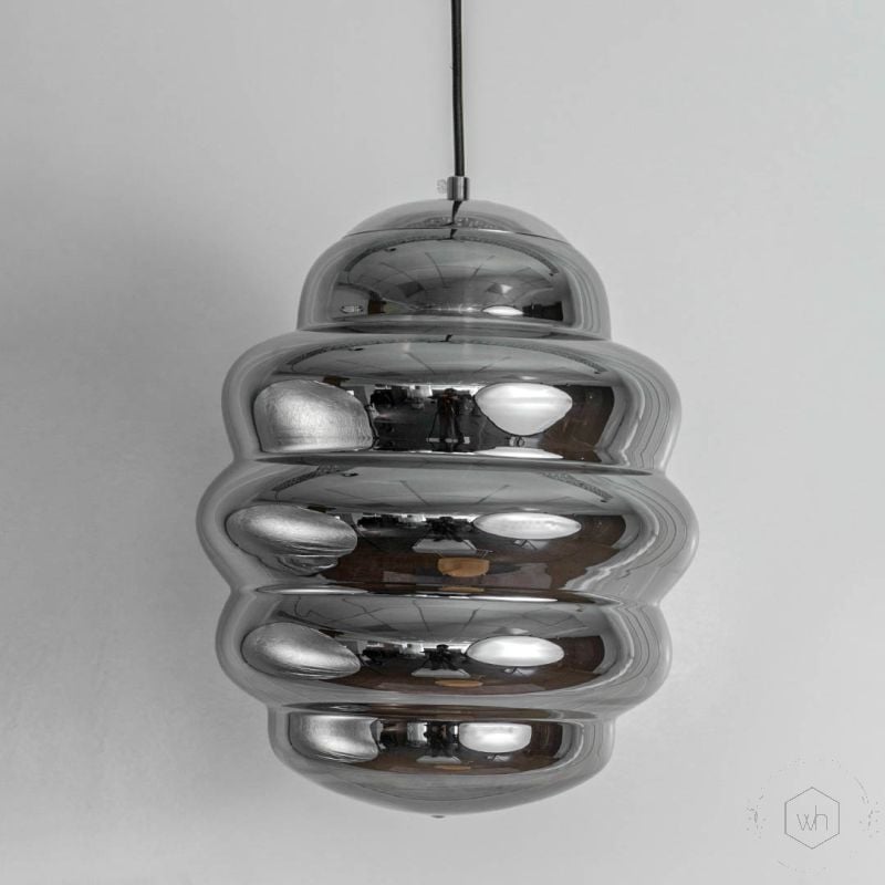 Cognac Smoky Glass Pendant Lamp Light Off White Background