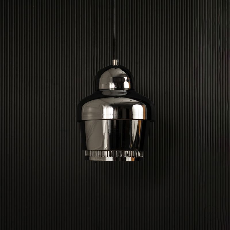 Rodan Pendant Light Silver Light off black background