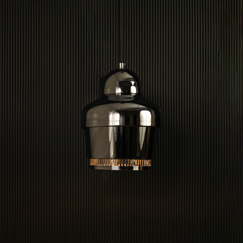 Rodan Pendant Light Silver Light on black background