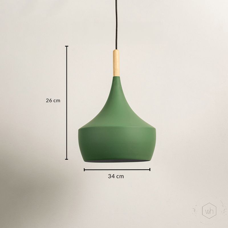 Wood Tip Pendant Lamp Dome   Green Dimensions