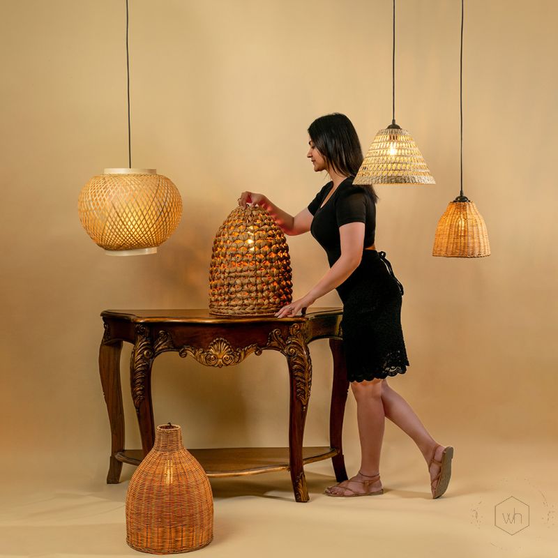 Conical Bamboo Hanging Lamp Lifestyle