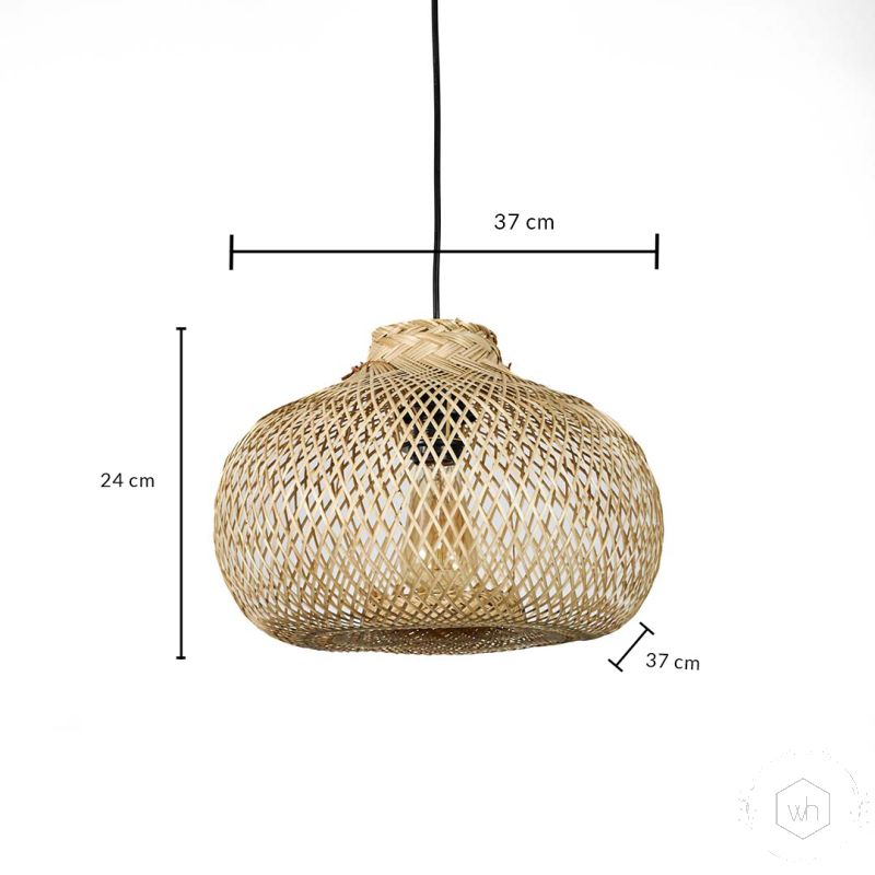 Poppy Bamboo Pendant Lamp Beige Dimensions
