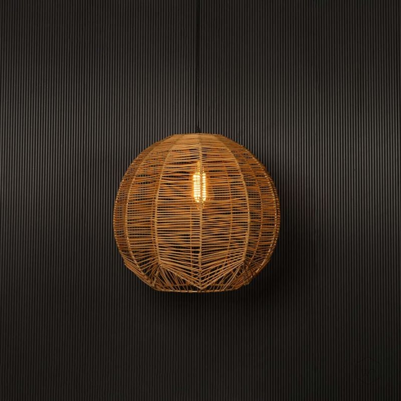 Sunwoven Orb Bamboo Pendant Light On Black Background