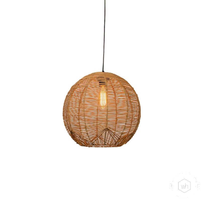 Sunwoven Orb Bamboo Pendant Light On White Background