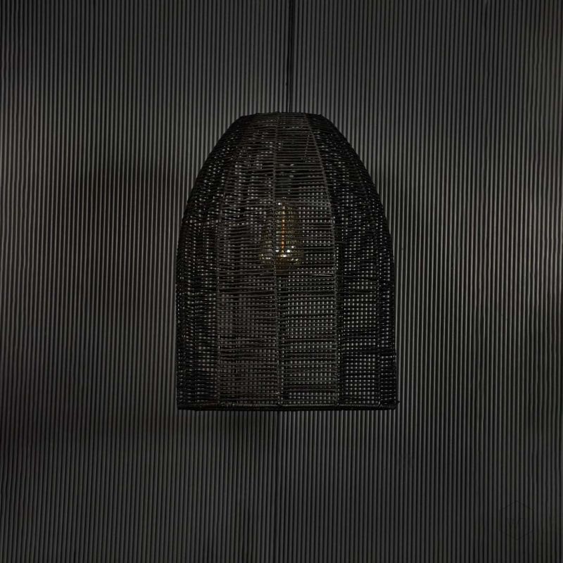 Sawan Bamboo Pendant Light Black Light Off Black Background