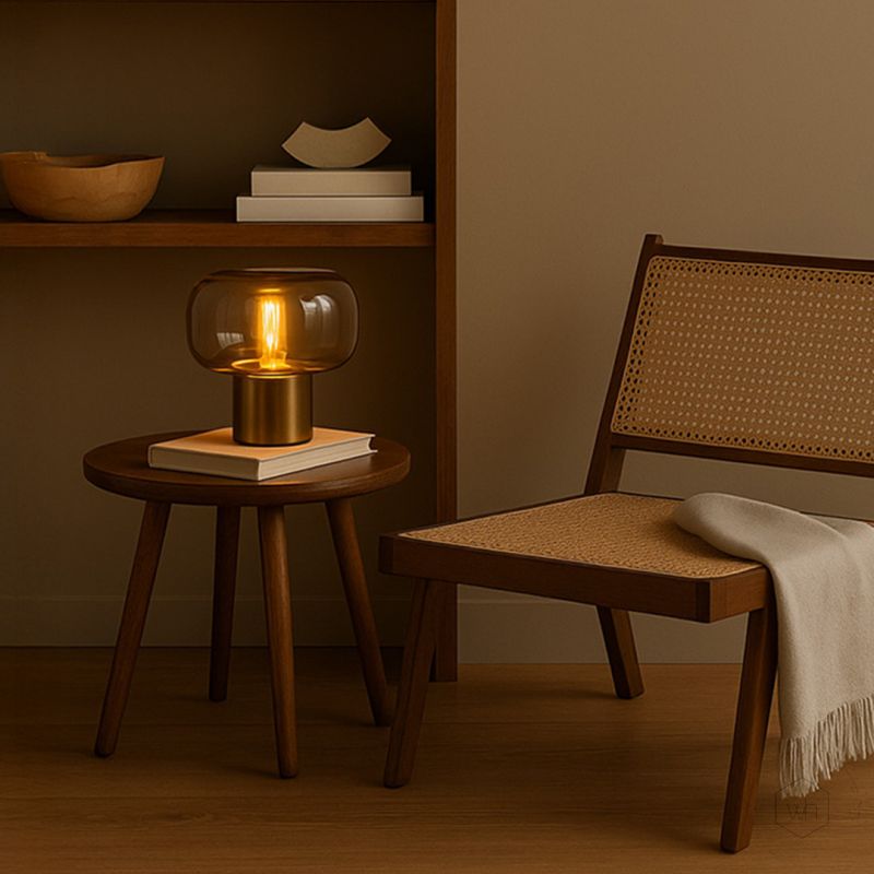 Ajan Grey Glass Table Lamp Main Lifestyle