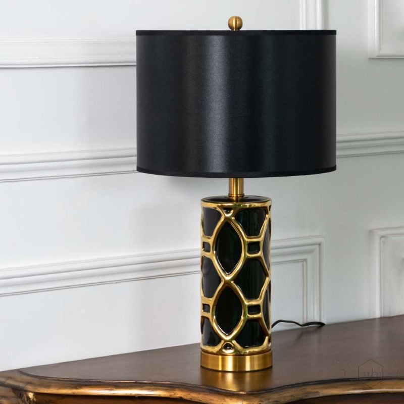 Rowan Black Ceramic Table Lamp Small Light Off White Background