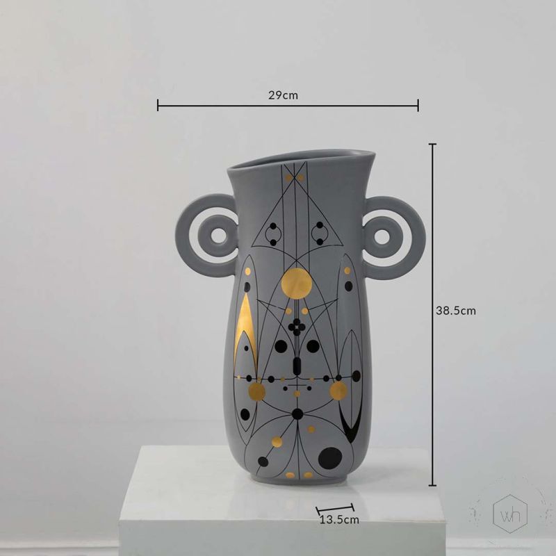 Barrit Ceramic Flower Vase Grey Dimensions