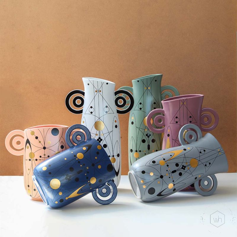 Barrit Ceramic Flower Vase Grey Lifestyle