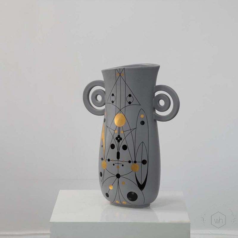 Barrit Ceramic Flower Vase Grey White Background 1