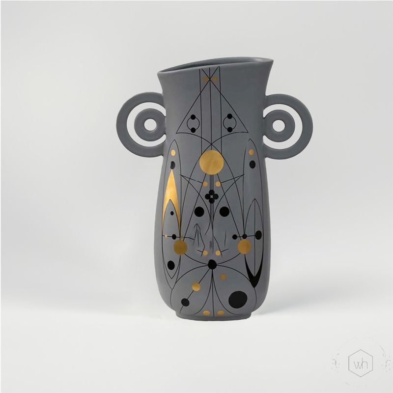 Barrit Ceramic Flower Vase Grey White Background 1