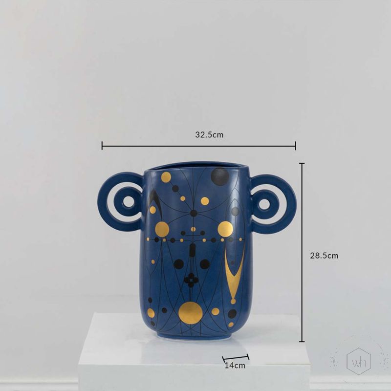 Barrit Ceramic Flower Vase Blue Dimensions
