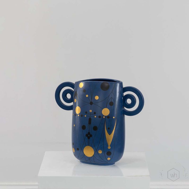 Barrit Ceramic Flower Vase Blue White Background 1