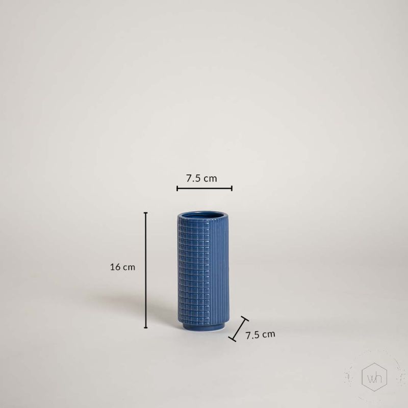 Nuru Ceramic Flower Vase Blue Dimensions