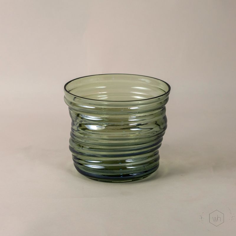 Camozzo Tall Modern Emerald Green Glass VaseSide Angle