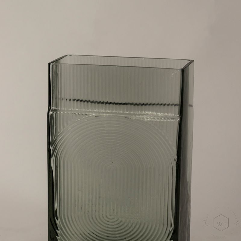 Ribbed Glass Vase Small Closeup