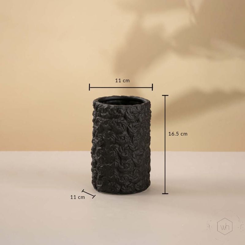 Sarsen Black Ceramic Vase Medium Dimensions