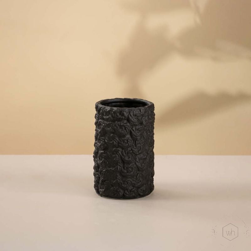 Sarsen Black Ceramic Vase Medium White Background