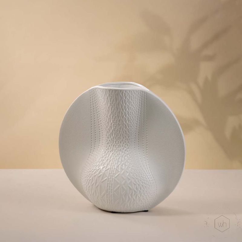 Nefer White Ceramic Vase White Background 1