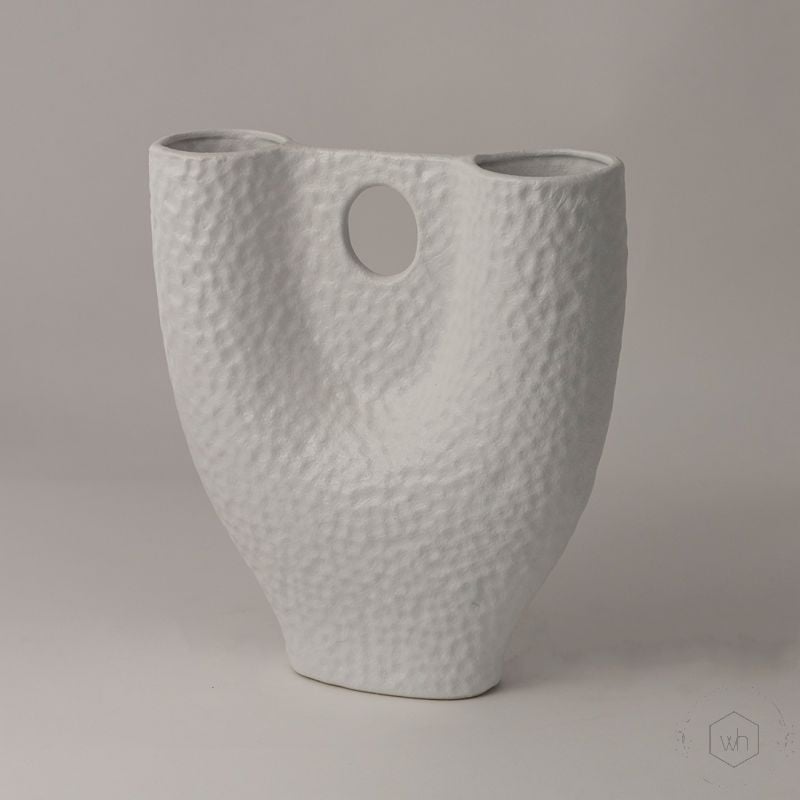 Overlay White Ceramic VaseSide Angle
