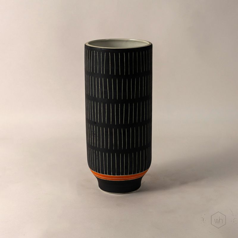 Black Scandinavian Ceramic Vase White Background 1