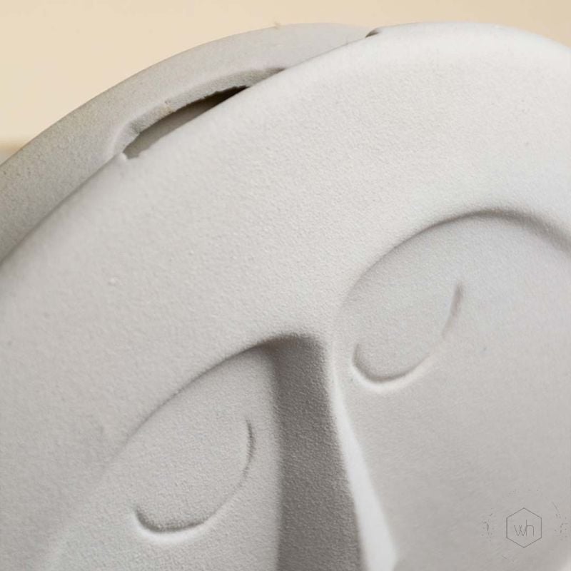 White Minimalist Face Figurine Ceramic Wall Vase Small Closeup