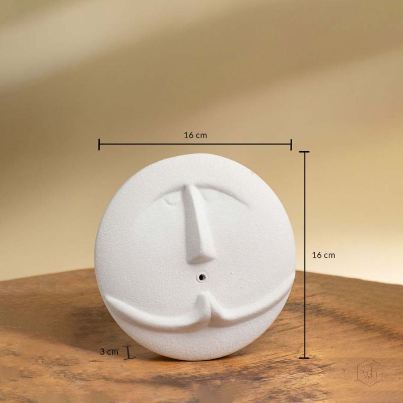White Minimalist Face Figurine Ceramic Wall Vase Small Dimensions