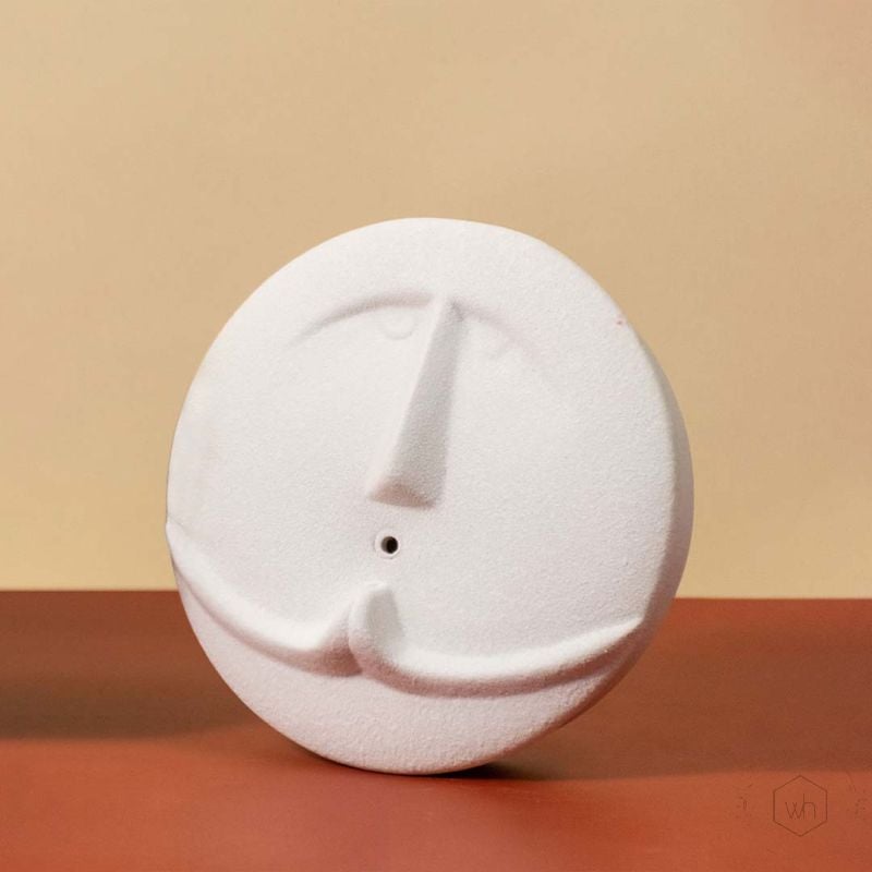 White Minimalist Face Figurine Ceramic Wall Vase Small White Background 1
