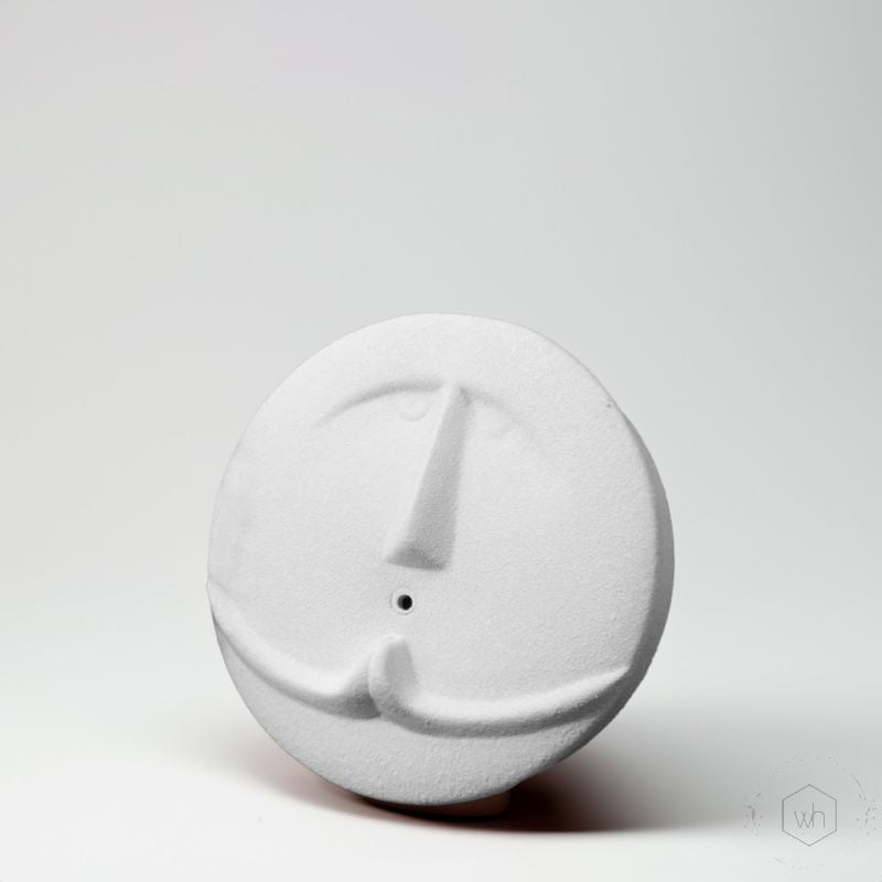 White Minimalist Face Figurine Ceramic Wall Vase Small White Background