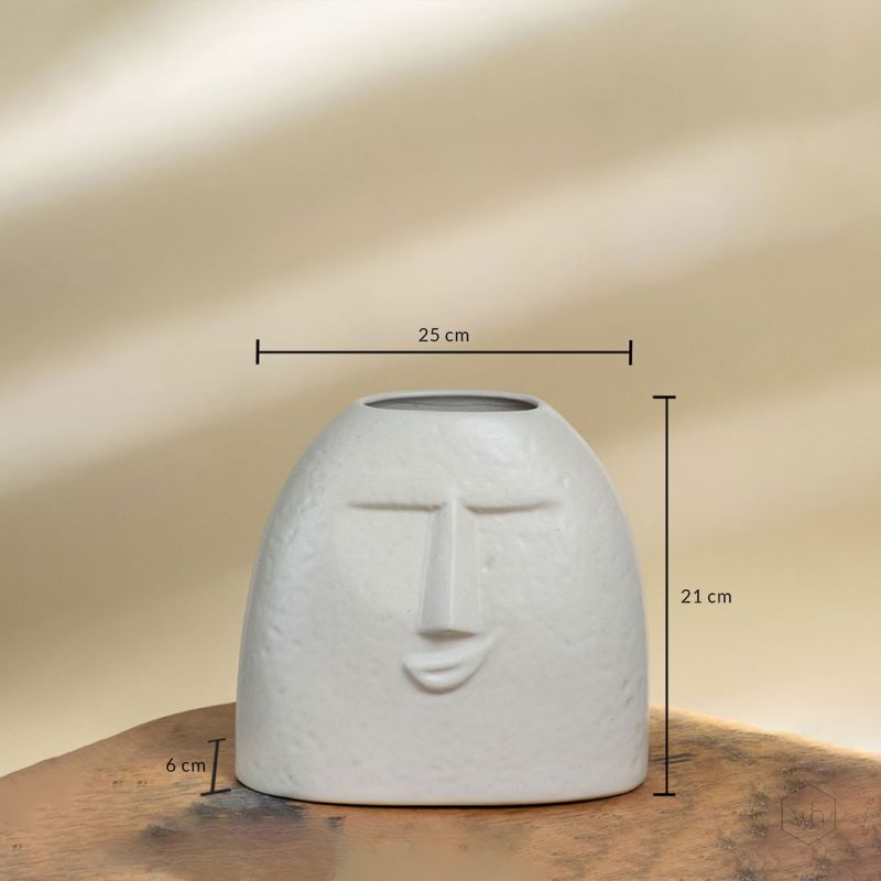 Bohemian Smiley Face White Ceramic Flower Vase Dimensions