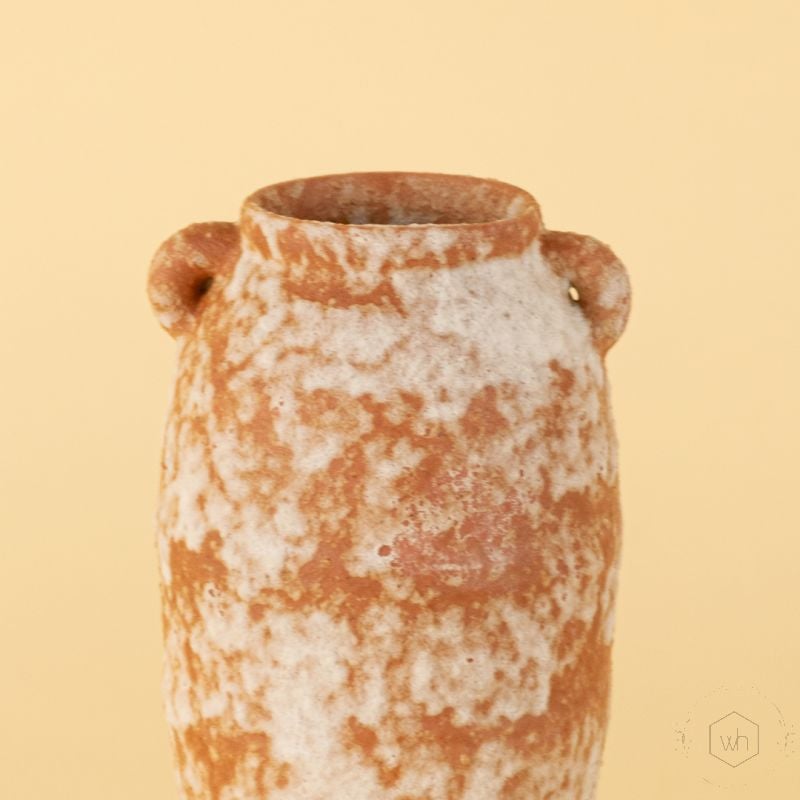 Turkish Terracotta Vase Cylinder Shape Closeup 1
