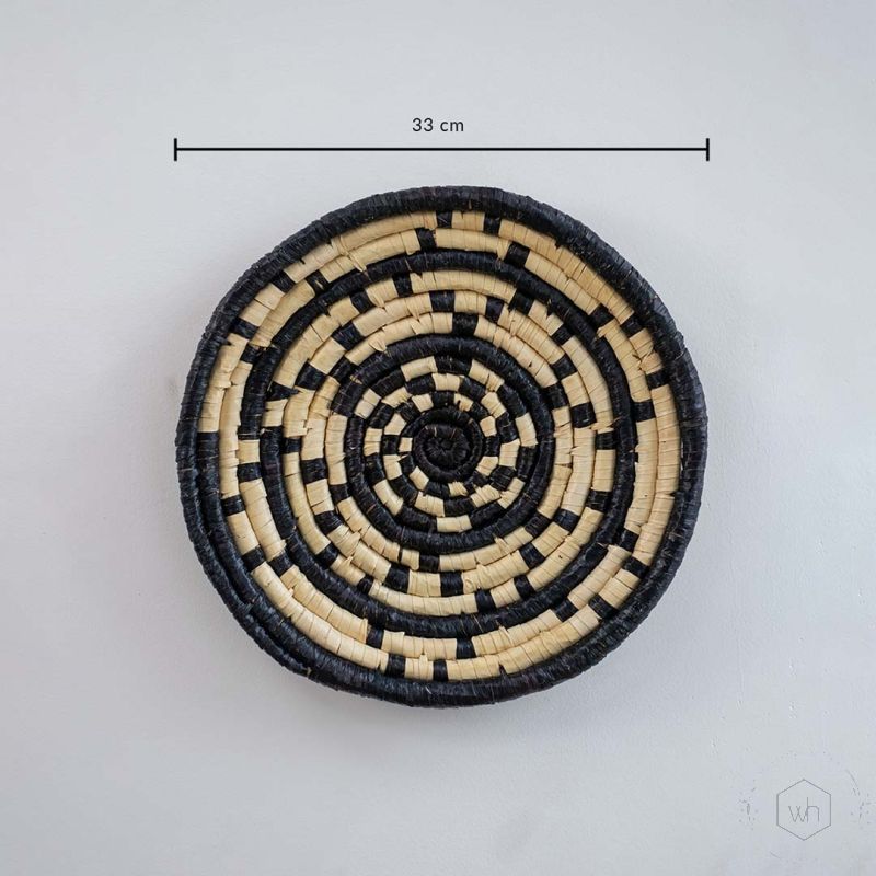 Awiti Handwoven Sabai Grass Hanging Wall Basket Large Black Dimensions
