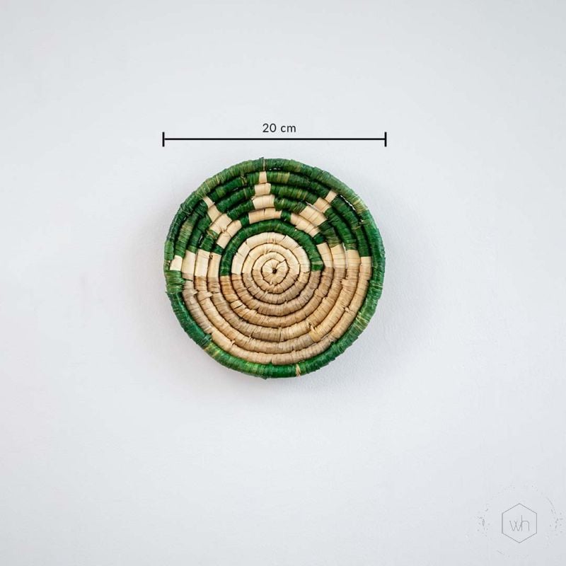 Rising Sun Handwoven Sabai Grass Hanging Wall Basket Green Small Dimensions