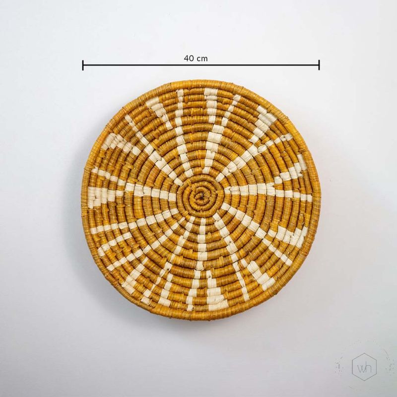 Youthful Flower Handwoven Sabai Grass Hanging Wall Basket Large Yellow Dimensions