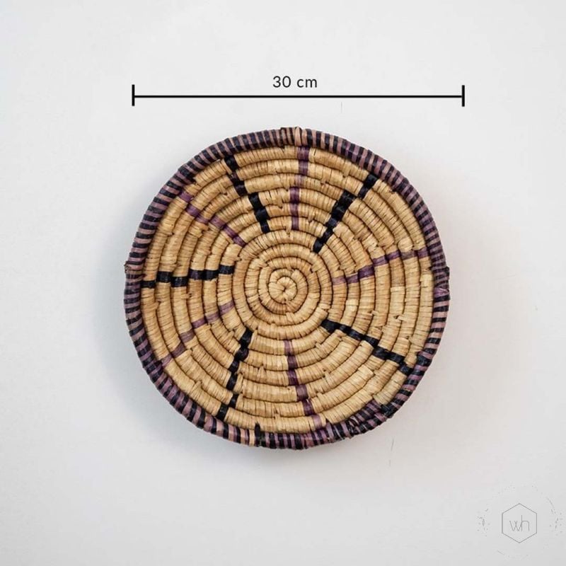 Summer Sunshine Handwoven Sabai Grass Hanging Wall Basket Medium Beige Dimensions