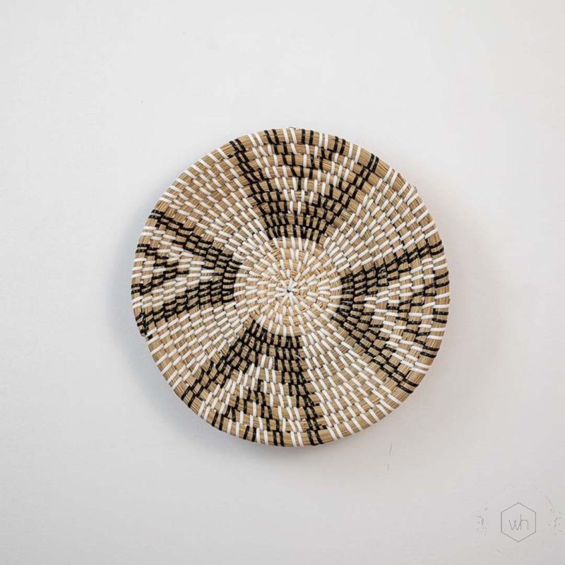 Summer Sunshine Handwoven Sabai Grass Hanging Wall Basket Medium Brown White Background
