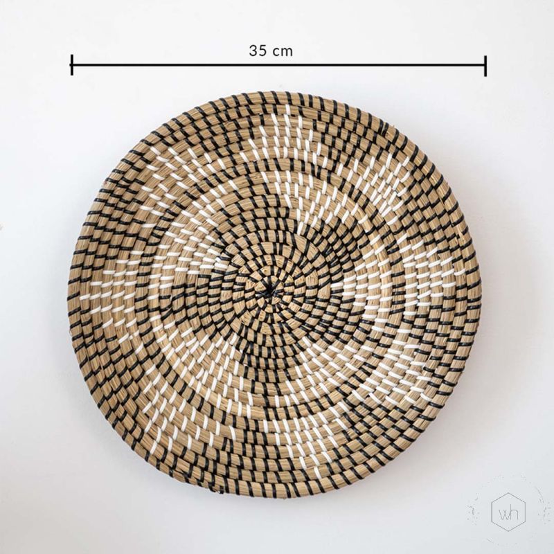 Bian Handwoven Sabai Grass Hanging Wall Basket Black Dimensions