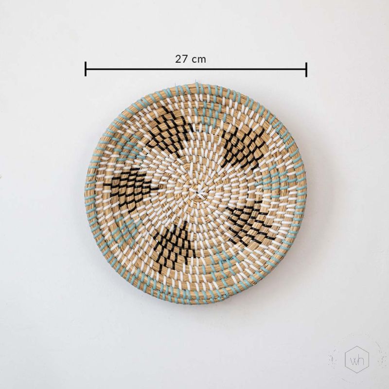 Anisah Handwoven Sabai Grass Hanging Wall Basket Medium Light Green Dimensions
