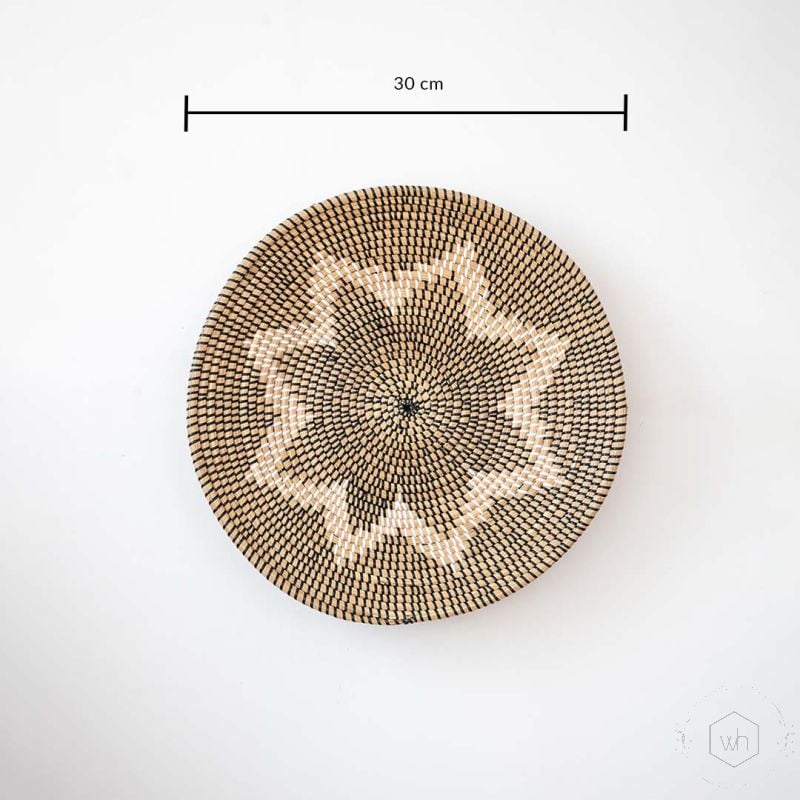 Neja Handwoven Sabai Grass Hanging Wall Basket Black Small Dimensions